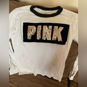 Long sleeve pink shirt. Sparkly